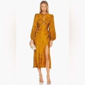 “Suzy” ASTR the Label Elegant Gold Floral Women's Dress